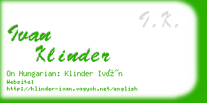 ivan klinder business card